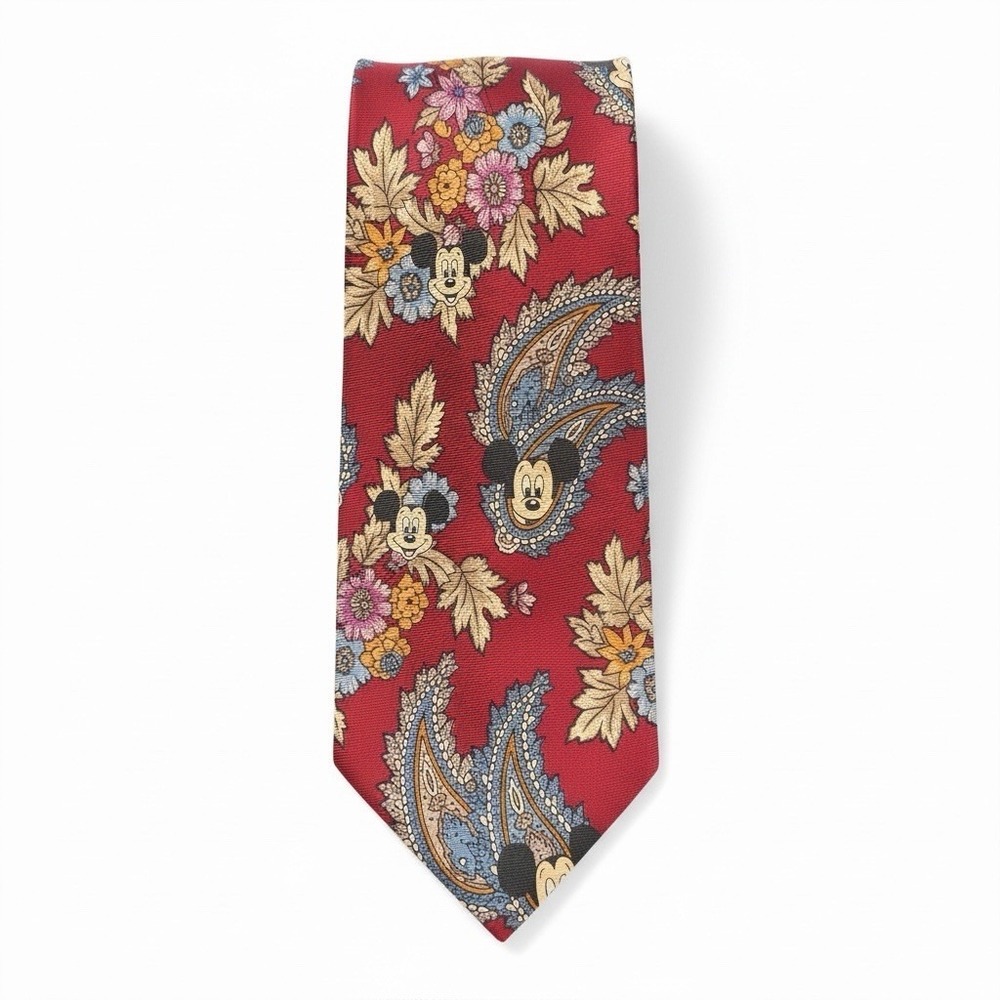 Vintage Disney Mickey Mouse Paisley 100%‎ Silk Novelty Tie Made in USA